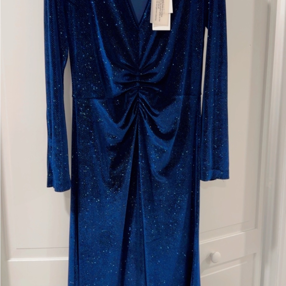 Elegant Long Sleeve Blue Dress